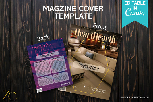 HeartHearth | Magazine Cover Template with PLR Rights | Editable in Canva | Digital Magazine Cover | Customizable | Digital Download | Printable