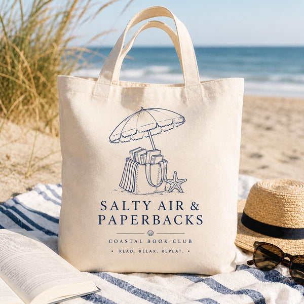 Book Lover Beach Tote Bag beach reading canvas tote — main mockup
