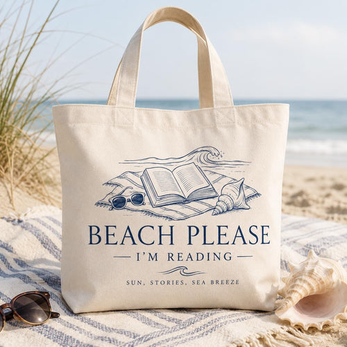 Book Lover Beach Tote Bag beach reading canvas tote — main mockup