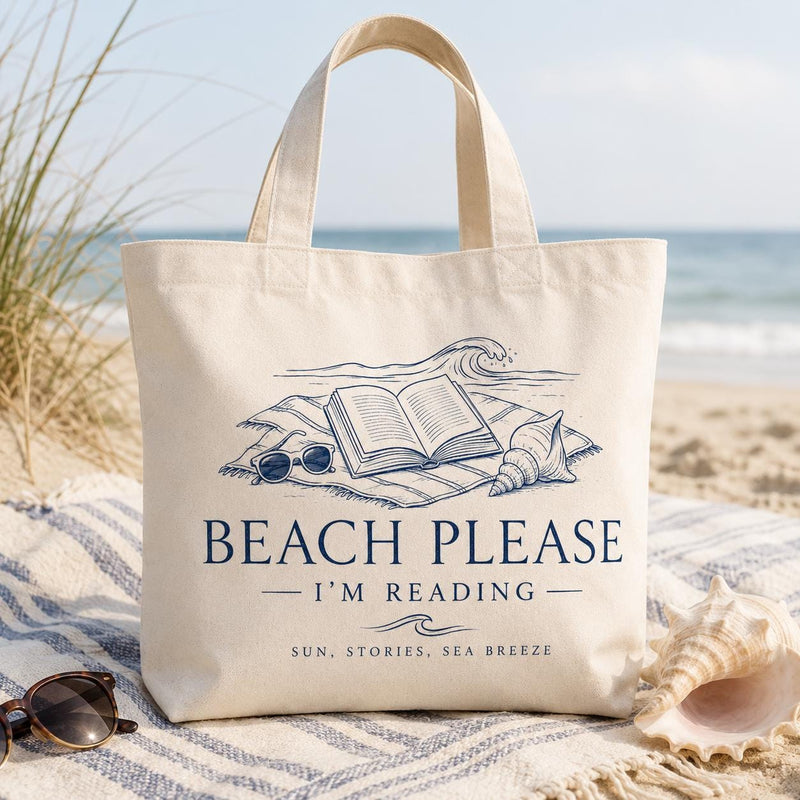 Book Lover Beach Tote Bag beach reading canvas tote — main mockup