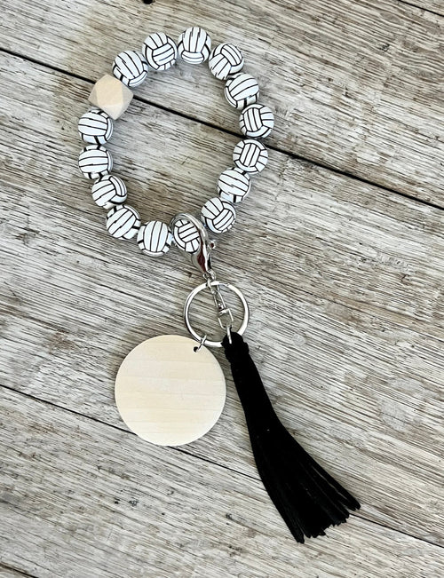 Volleyball Wristlet | Personalized Wood Bead Bracelet for Players | Sports Gift for Volleyball Girls
