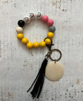 Teacher Wristlet | Personalized Wood Bead Bracelet with Charm | Appreciation Gift for Educators