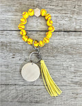 Softball Wristlet | Beaded Keychain Wristlet with Wood Pendant | Softball Mom & Player Gift