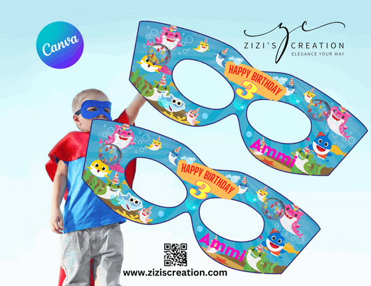 Mask | Baby Shark | Unique Personalization | Party-Ready Digital Designs for Kids with Fun-Filled Kids Party Digital Designs