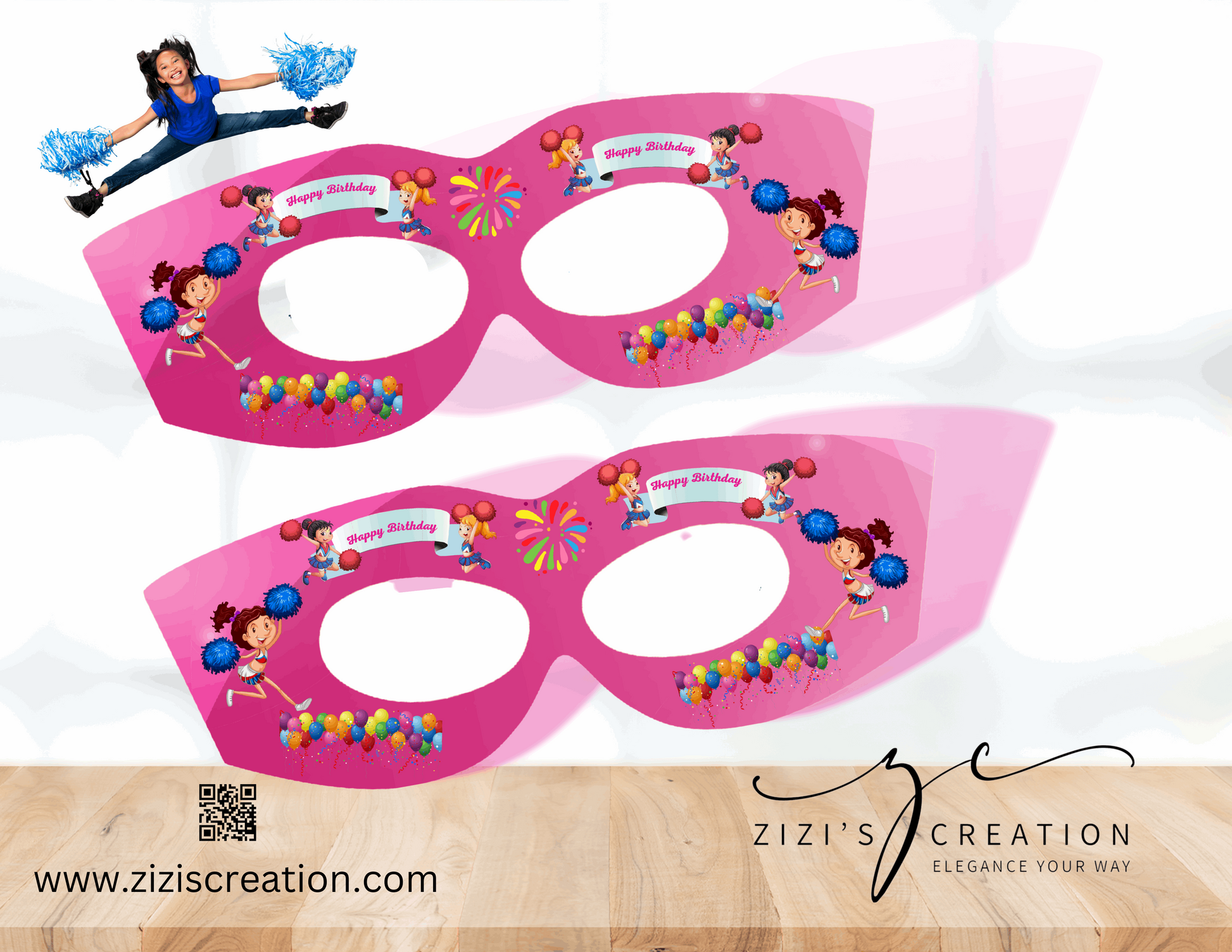 Mask | Cheerleader | Unique Personalization | Party-Ready Digital Designs for Kids with Fun-Filled Kids Party Digital Designs