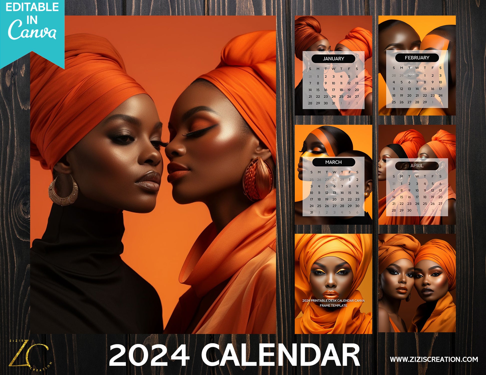 Sisters 2024 Calendar Template Fully Editable Canva Template Per