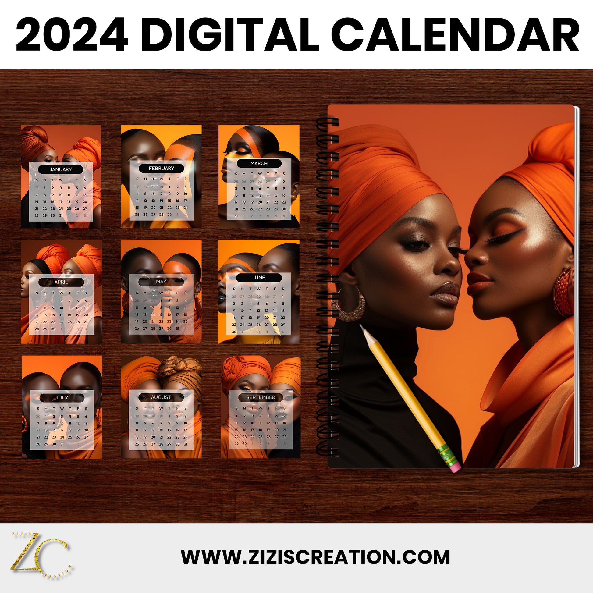 Sisters 2024 Calendar Template Fully Editable Canva Template Per