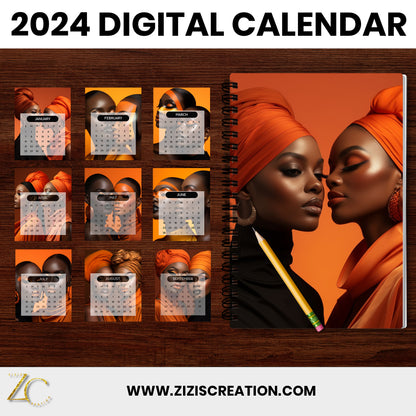 Sisters | 2024 Calendar Template | Fully Editable Canva Template | Personal-Commercial Use | Bonus Clip Art | Bundle | Digital download