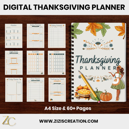 Plan Your Best Thanksgiving Yet with Our All-in-One Planner | Editable in Canva | Timeline, Budget, and More | Customizable | Digital Download | Printable