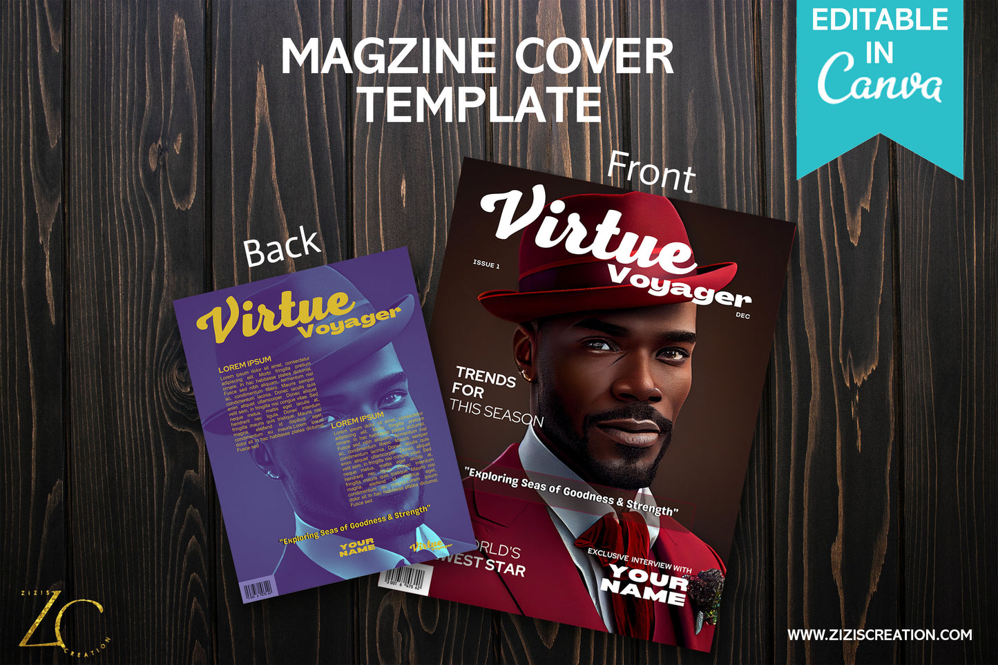 Virtue | Magazine Cover Template with PLR Rights | Editable in Canva | Digital Magazine Cover | Customizable | Digital Download | Printable