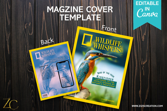 Wild life | Magazine Cover Template with PLR Rights | Editable in Canva | Digital Magazine Cover | Customizable | Digital Download | Printable