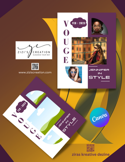 Vouge, Creative Canva Cover Frames for EBooks, Journals, Stories & Magazines - Elevate Your Design Game! | Customizable | Canva Edit