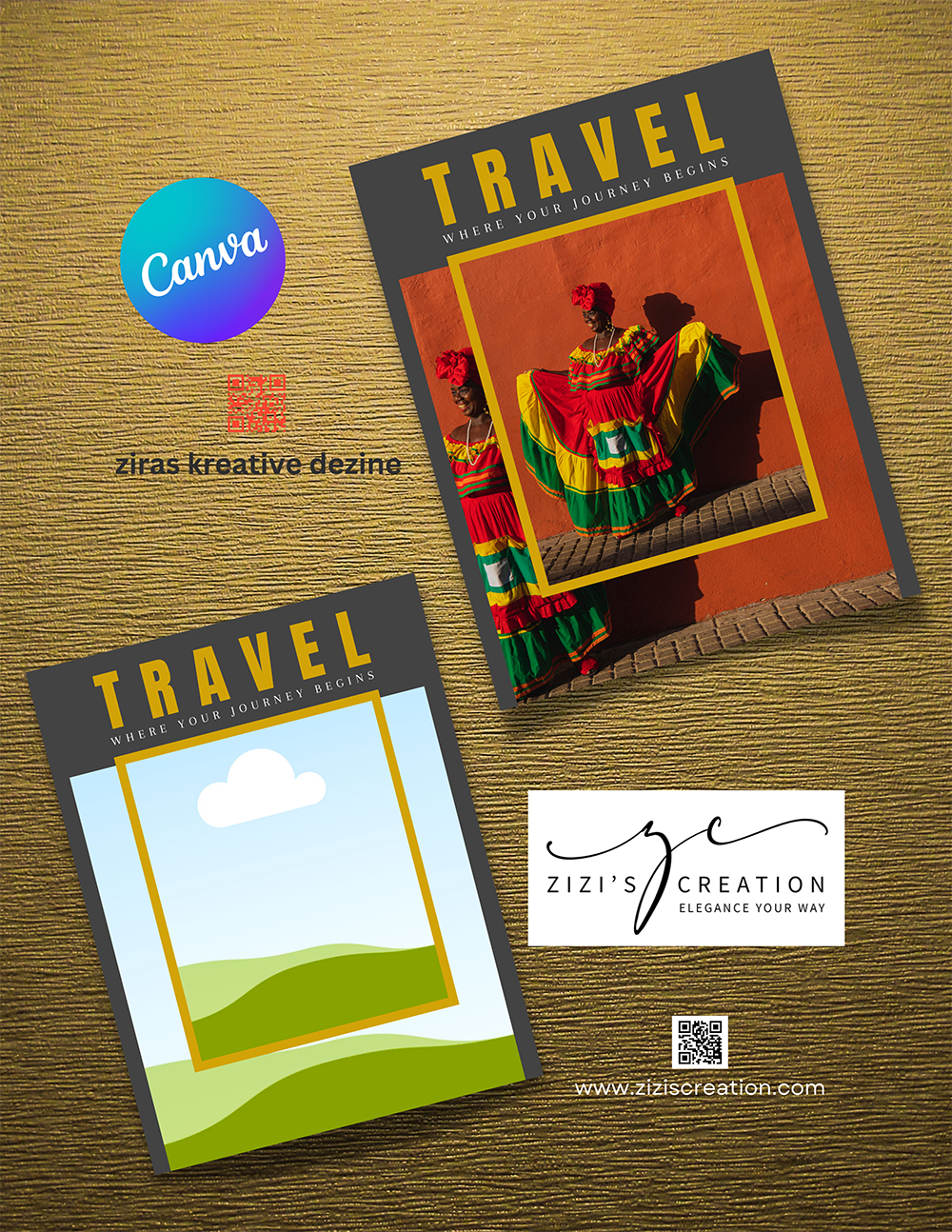 Travel, Creative Canva Cover Frames for EBooks, Journals, Stories & Magazines - Elevate Your Design Game! | Customizable | Canva Edit