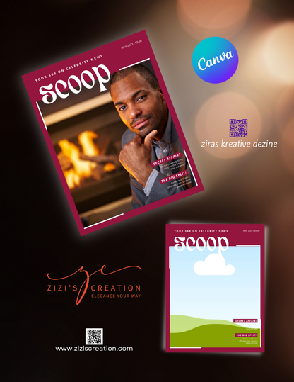 Scoop, Creative Canva Cover Frames for EBooks, Journals, Stories & Magazines - Elevate Your Design Game! | Customizable | Canva Edit