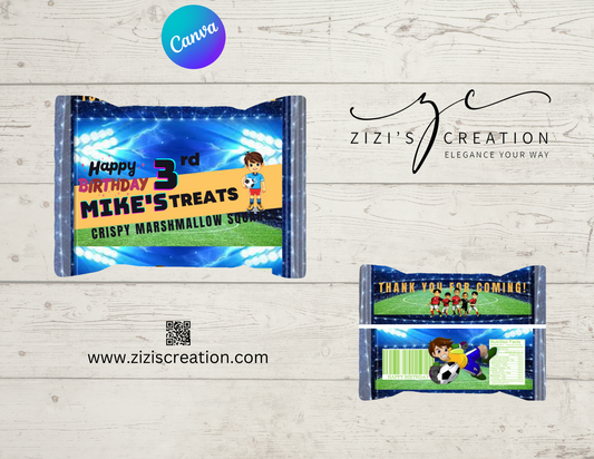 Rice Krispie label | Soccer Theme | Unique Personalization | Party-Ready Digital Designs for Kids with Fun-Filled Kids Party Digital Designs