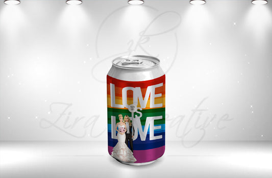 Pride Rainbow Mrs. & Mrs. Caucasian Lesbian Couple 8oz Soda Can wrapper DIGITAL DOWNLOAD