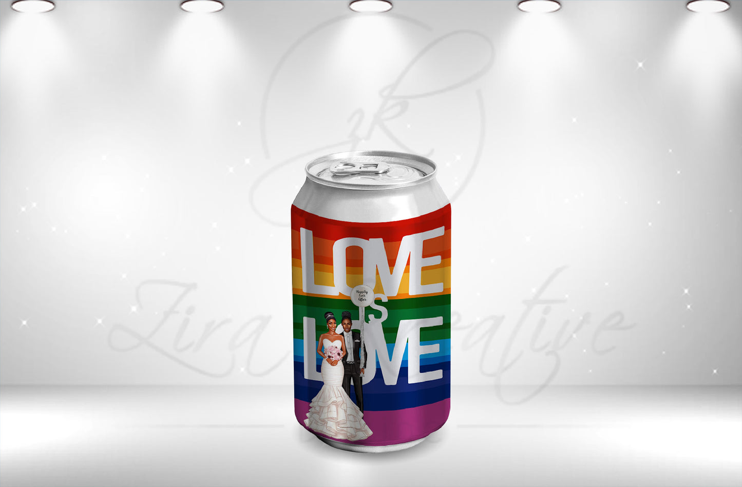 Pride Rainbow Mrs. & Mrs. African American Lesbian Couple 8oz Soda Can wrapper DIGITAL DOWNLOAD