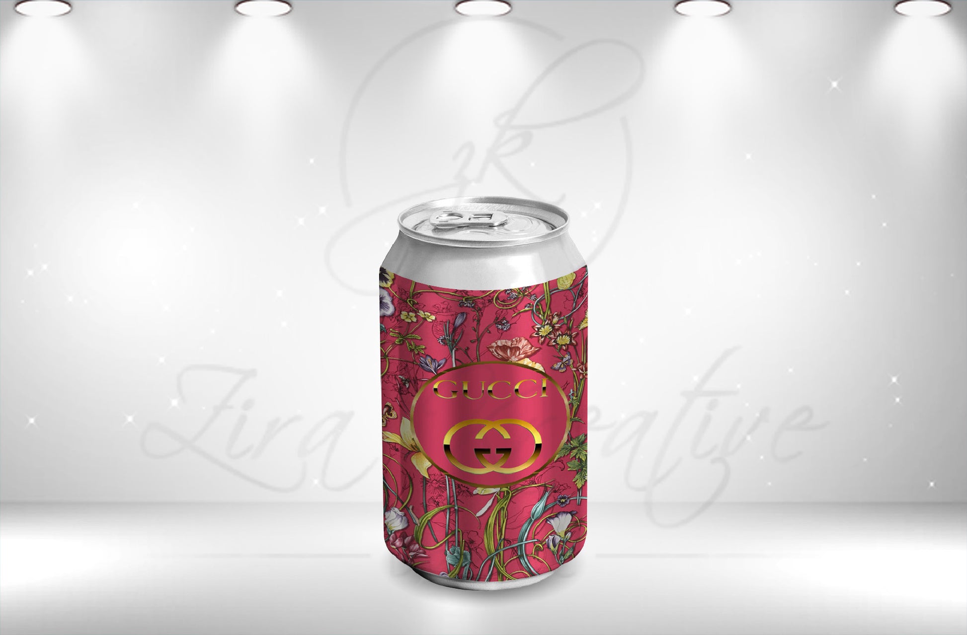 Gucci Floral Inspired 8oz soda can wrapper, DIGITAL DOWNLOAD