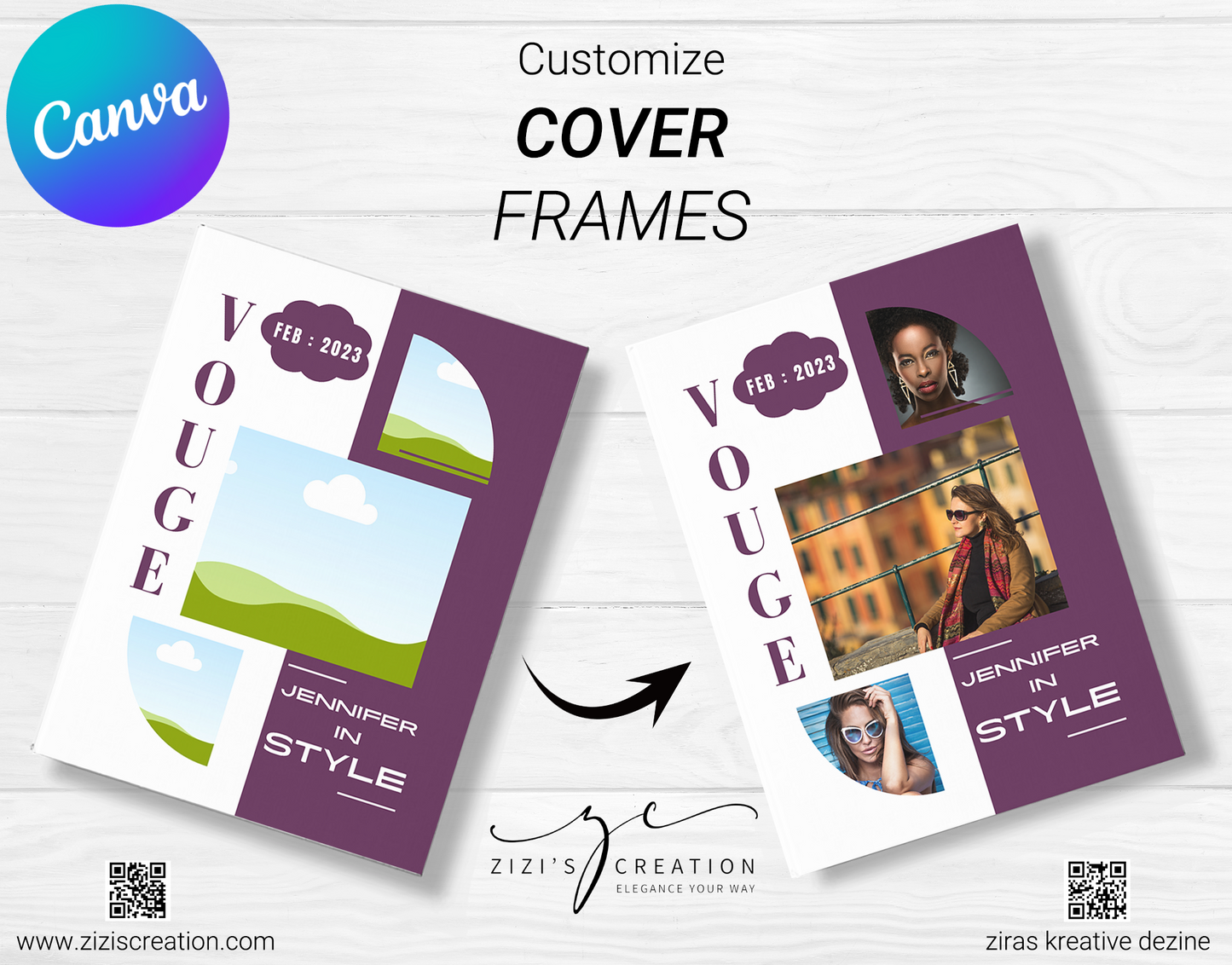 Vouge, Creative Canva Cover Frames for EBooks, Journals, Stories & Magazines - Elevate Your Design Game! | Customizable | Canva Edit