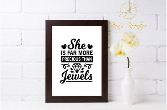 She is Far More Precious Than Jewels Christian Quote, Instant Download, Digital Poster, Wall Art Printable