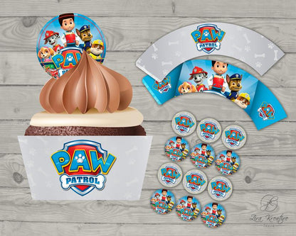 Paw Patrol Party Cupcake Wrappers Printable, Instant Download,