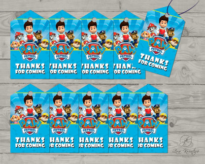 Paw Patrol Party Thank You Tags Printable Instant Download