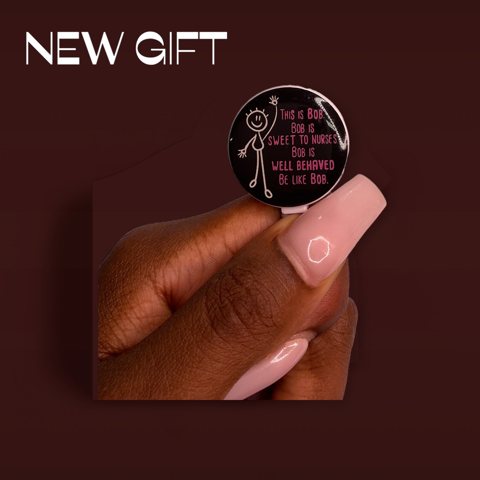 This is Bob Badge, Gift, Badge Reel, Work Badge, Pastel Color Badge Reel, Acrylic Badge Reel