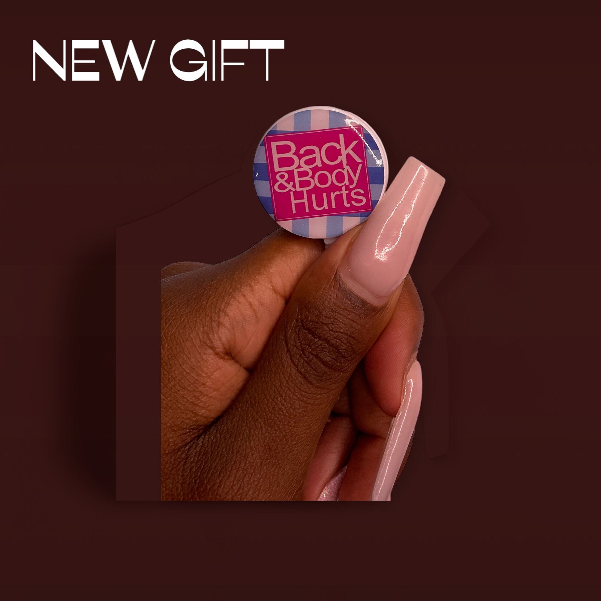 Back & Body hurts, Gift, Badge Reel, Work Badge, Pastel Color Badge Reel, Acrylic Badge Reel