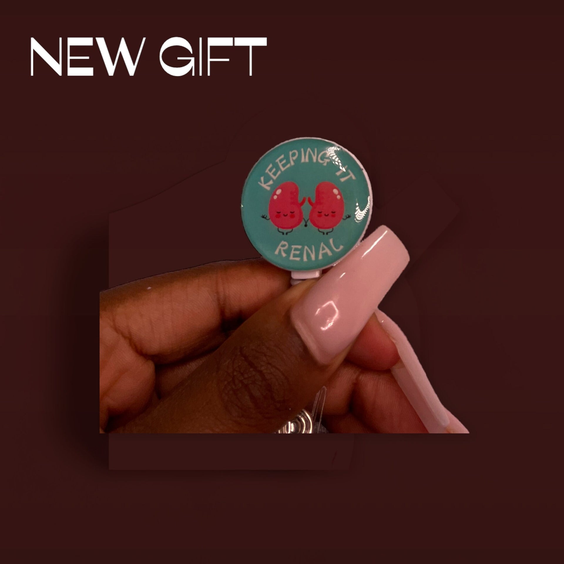 Keeping it Renal, Gift, Badge Reel, Work Badge, Pastel Color Badge Reel, Acrylic Badge Reel