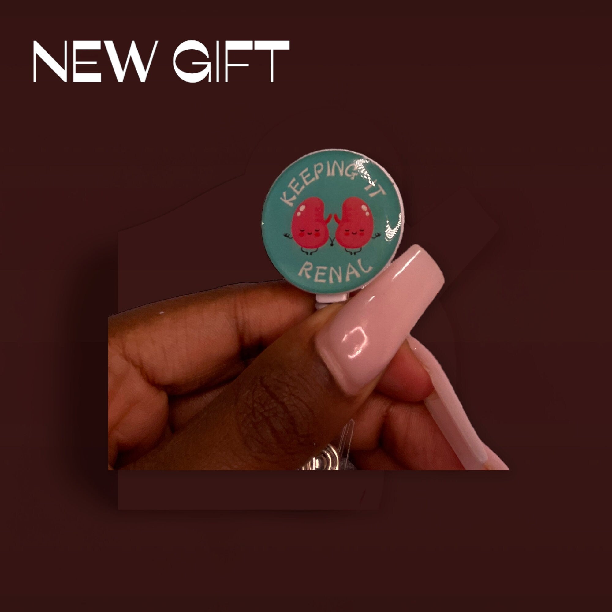 Keeping it Renal, Gift, Badge Reel, Work Badge, Pastel Color Badge Reel, Acrylic Badge Reel