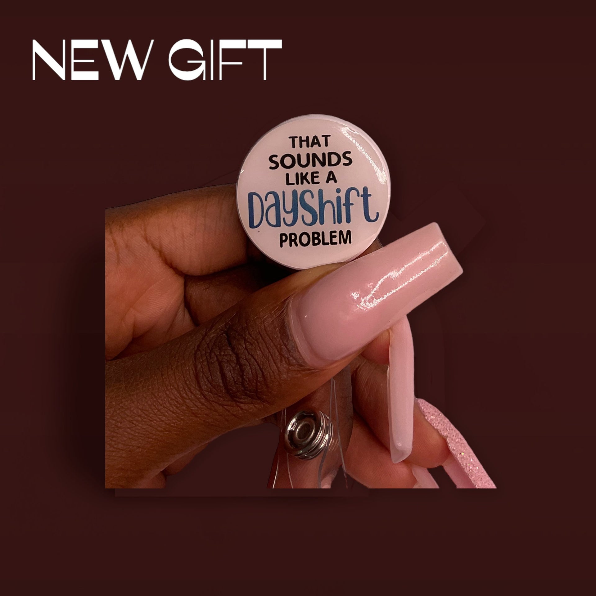 Dad shift Problem, Gift, Badge Reel, Work Badge, Pastel Color Badge Reel, Acrylic Badge Reel