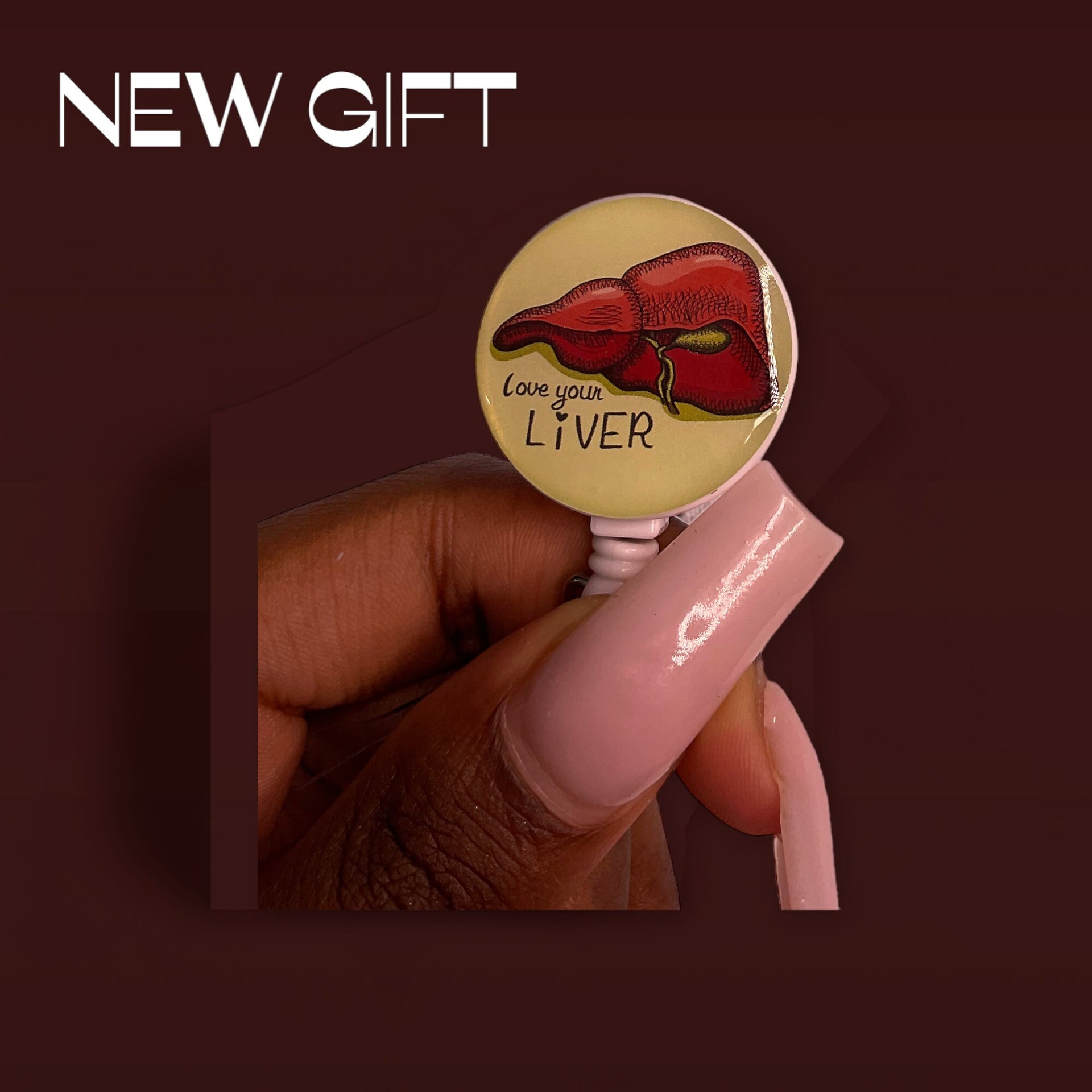 Love your liver, Gift, Badge Reel, Work Badge, Pastel Color Badge Reel, Acrylic Badge Reel