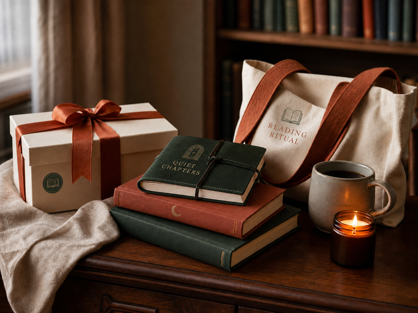 Editorial reading scene for Cozy Reading Gifts
