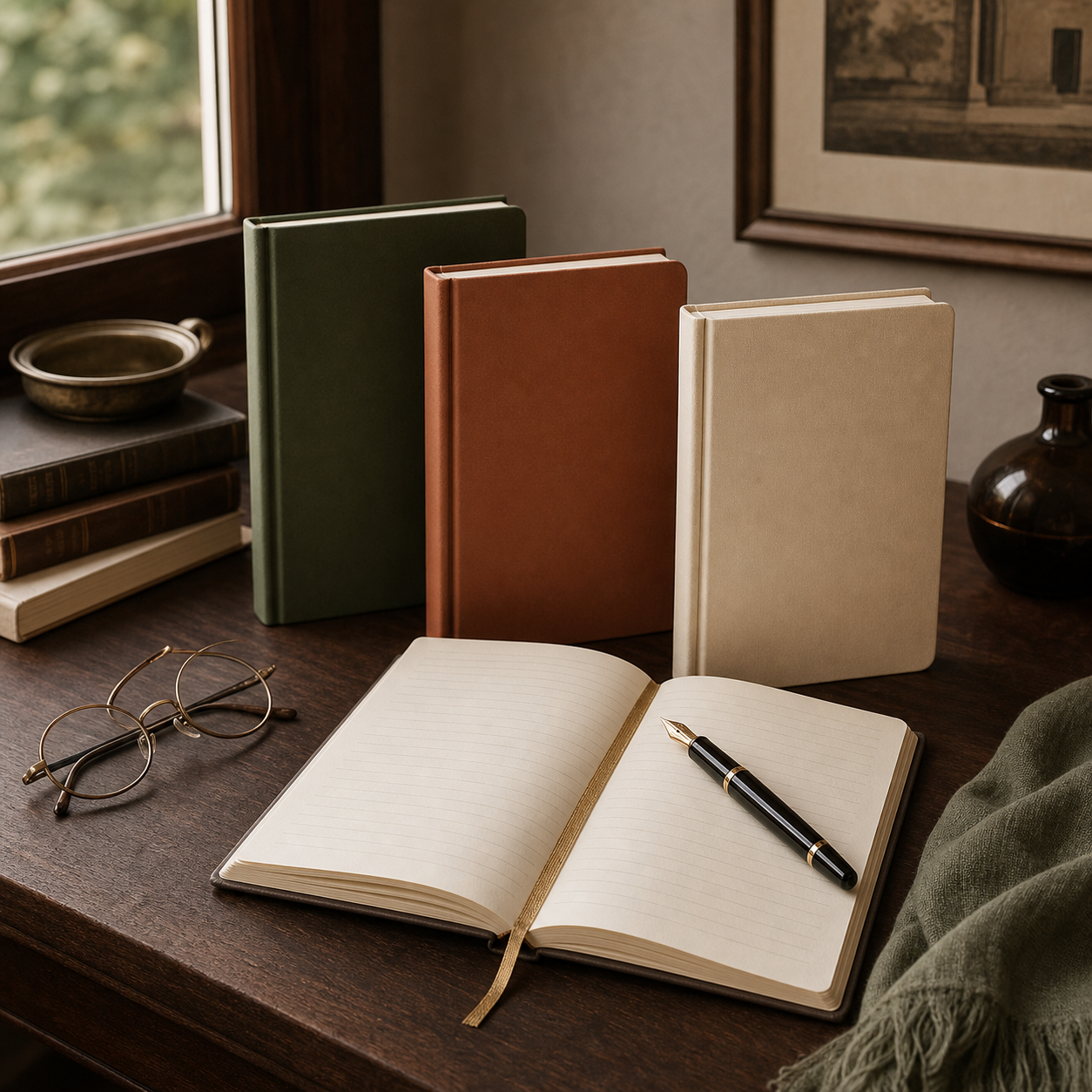 Styled journal collection and writing accessories